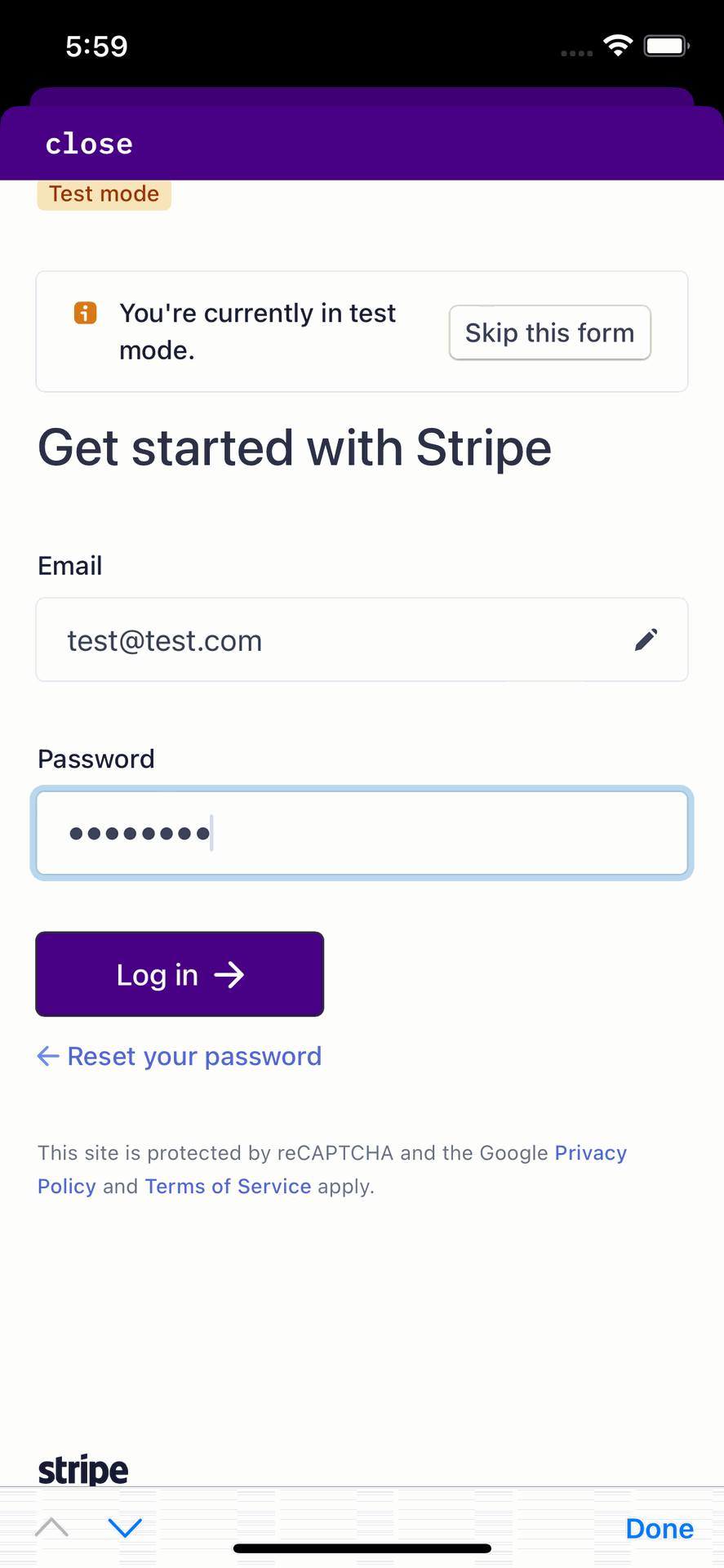 Enter your username and password